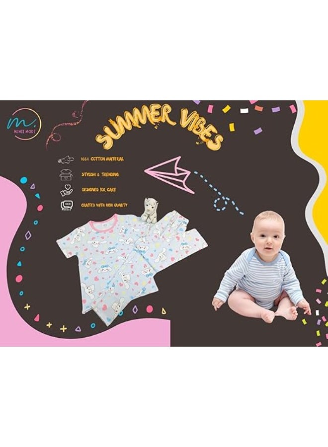 MINIIMODZ MINII MODZ Rabbit Bunny Print Shirt and Pant Set for Girls | Soft Cotton Dress Sleepwear | Cute Outfit Suitable for Kids, Toddlers, and Infants - Image 3